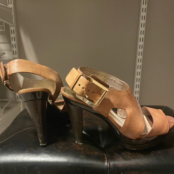Michael Kors open toe leather chunky heels - Picture 1 of 4